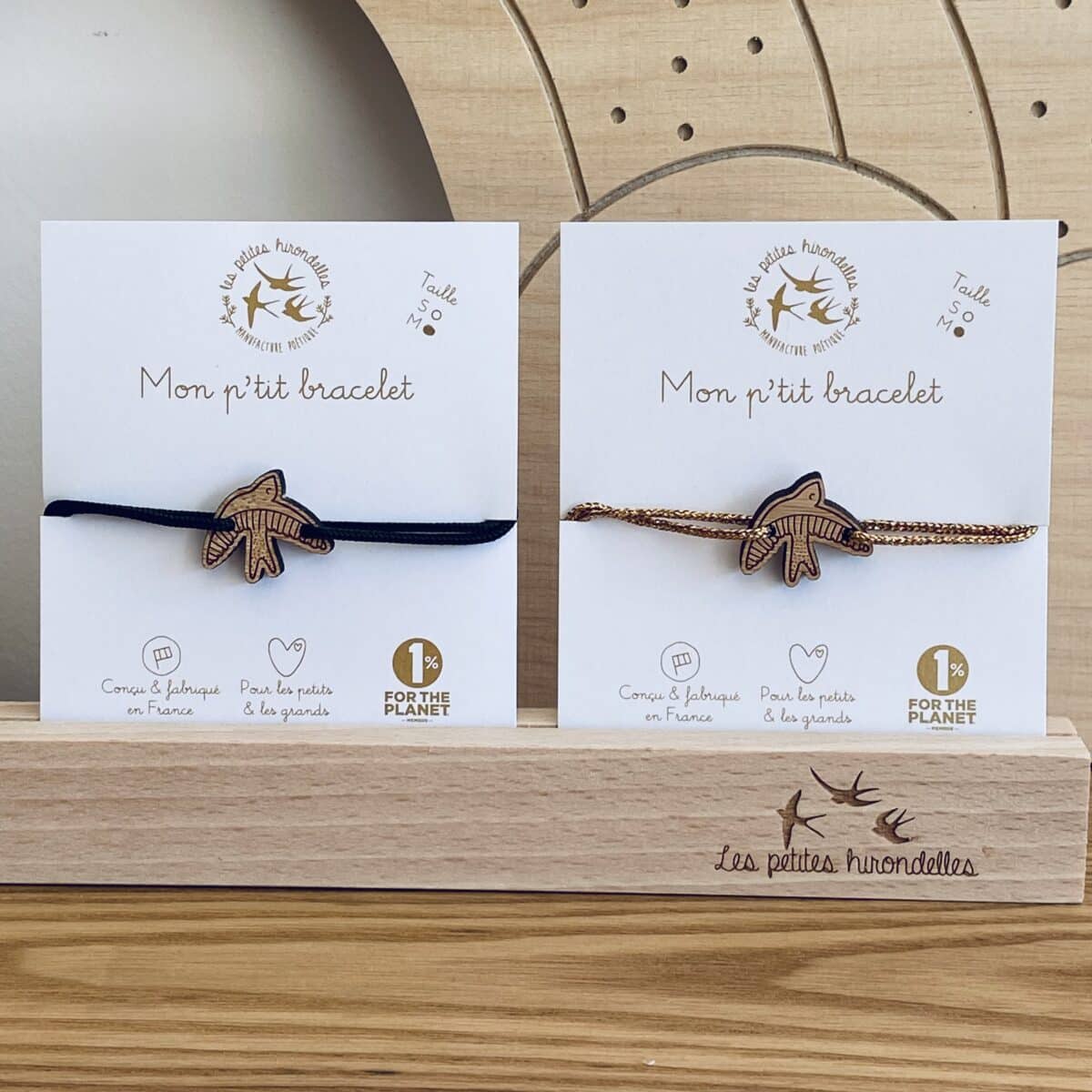 Les Petites Hirondelles – Bracelet vert en bois taille S – Hirondelles – Image 2