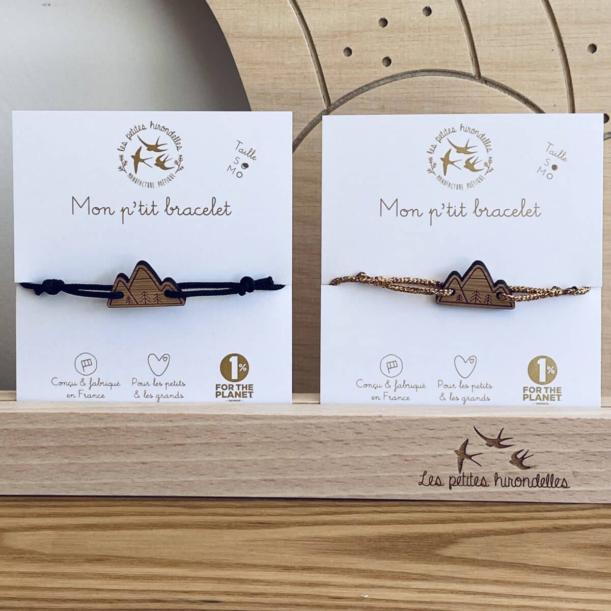 Les Petites Hirondelles – Bracelet vert en bois taille S – Montagne – Image 3