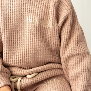 Ensemble gaufré à 2 pièces manches longues pour enfant - Blush
