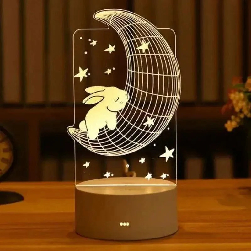 Lampe 3D Lapin sur la Lune