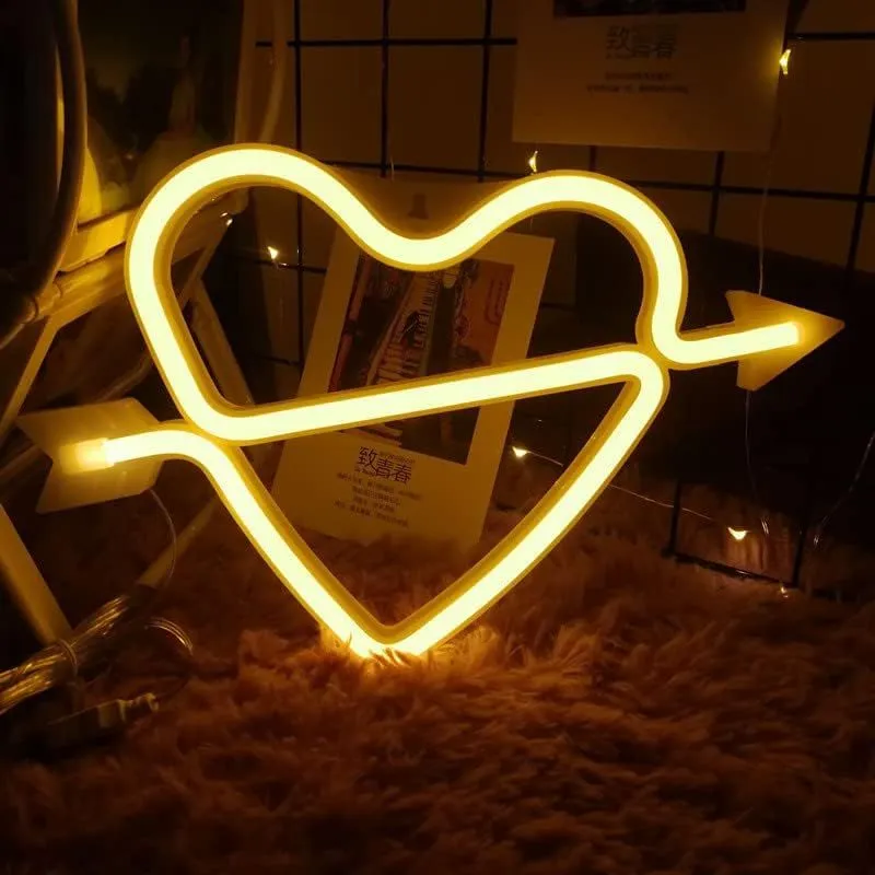 Lampe Neon Coeur Flèche De Cupidon Blanc – Image 2