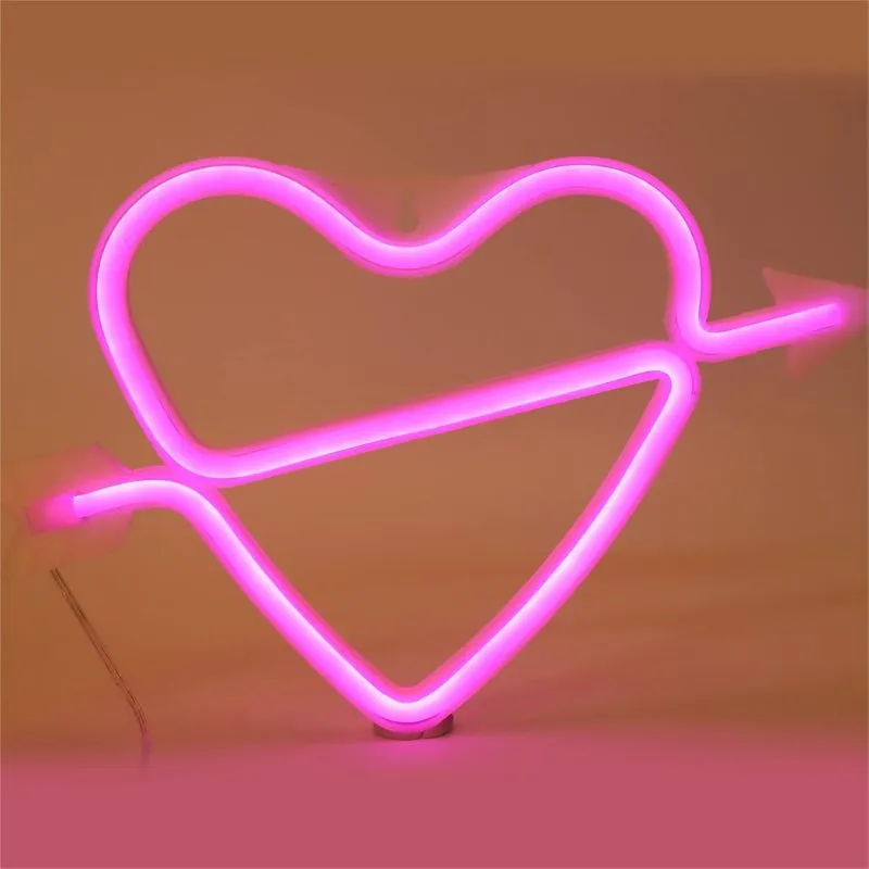 Lampe Neon Cœur Flèche de Cupidon Rose – Image 2