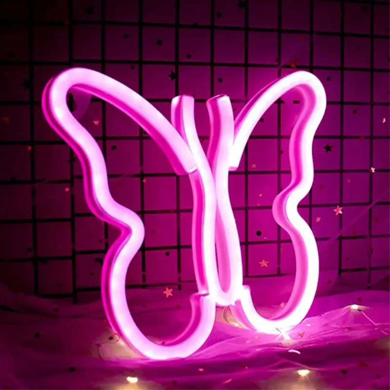 Lampes Papillon Neon Rose