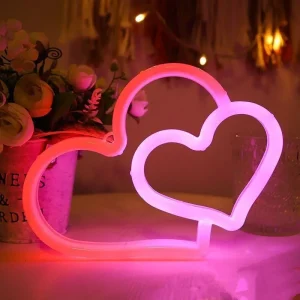 Néon à Led Double Coeur