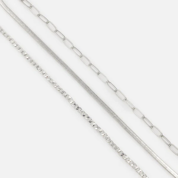 Ensemble de trois bracelets argentés à mailles délicates – Image 5