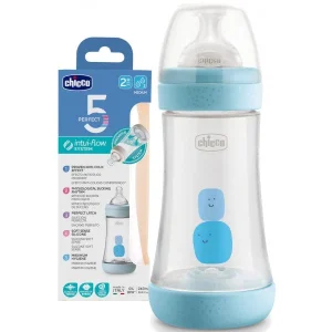 chic biberon en plastique bleu