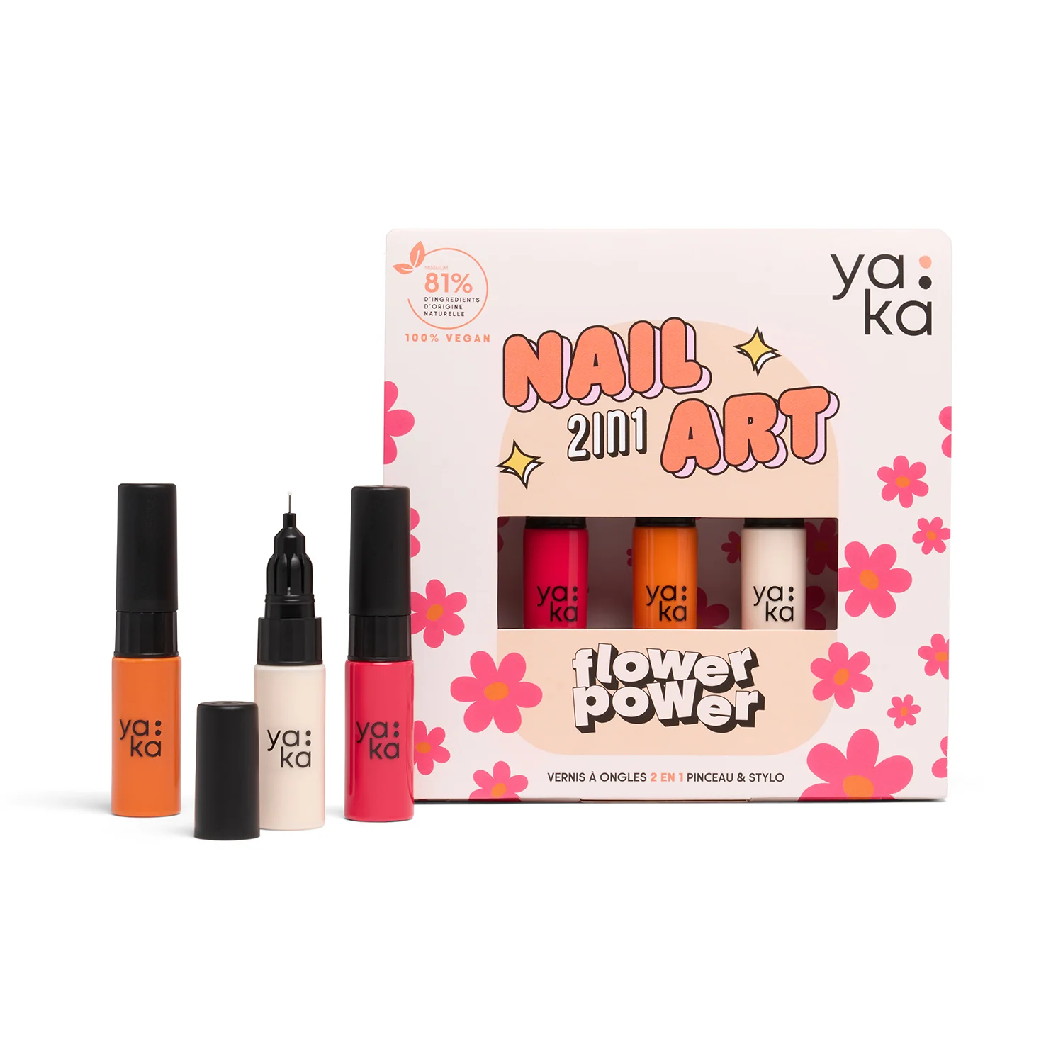 Yaka – Kit de vernis à ongles 2en1 enfants – Flower Power – Image 2