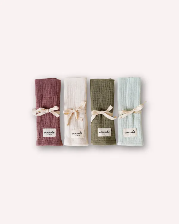 Pack 4 langes en gaze de coton Sofia